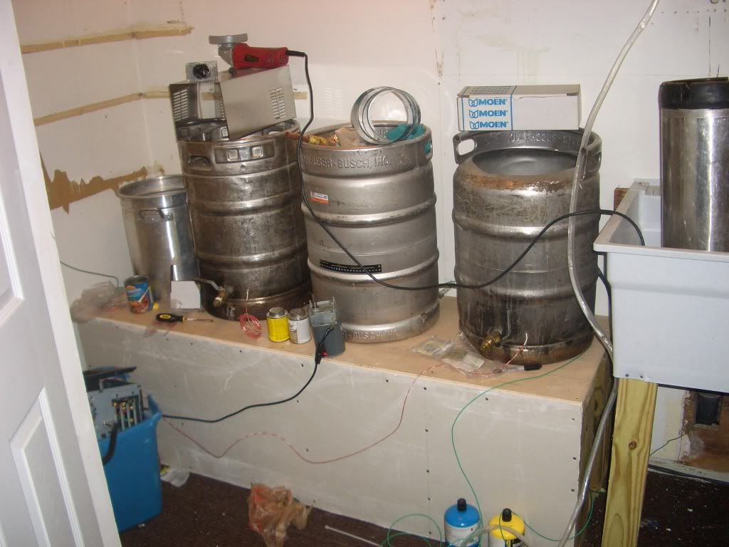 The unfinished brewing table