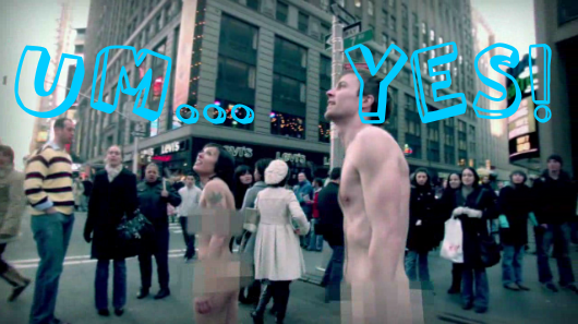 Matt and Kim strip down in Times Square for their newest video, Lessons 