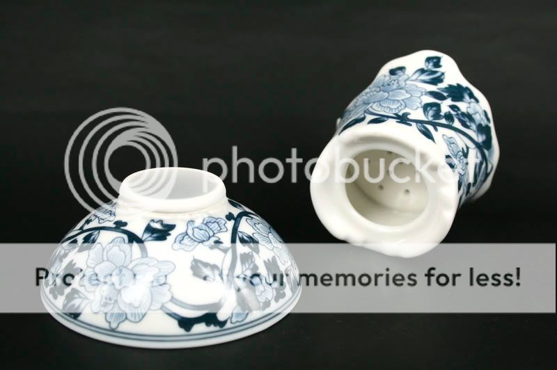 PETAL Porcelain Tea Strainer and Stand Holder Qing Hua  